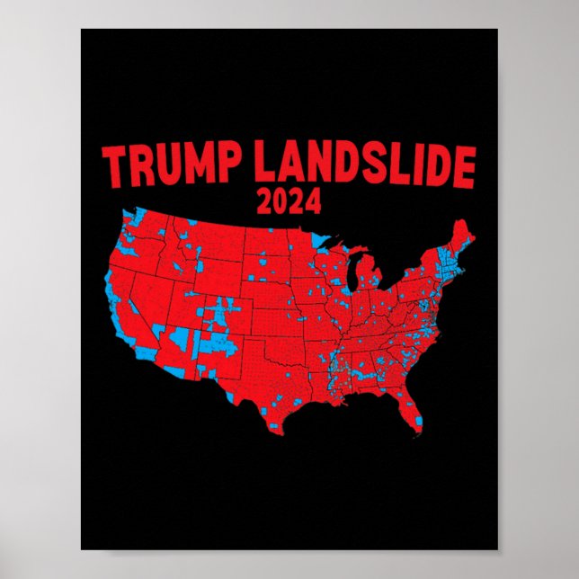 Poster Mapa Eleitoral 2024 Trump Deslizando Mães Vermelha (Frente)