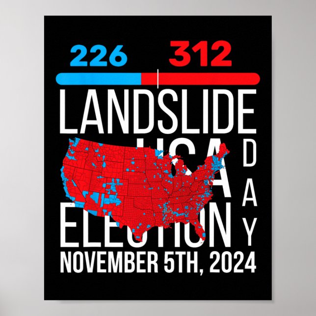 Poster Mapa Eleitoral 2024 Votação Final 312 Trump Landsl (Frente)