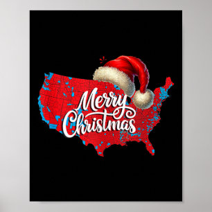 Poster Mapa Eleitoral de Trump Feliz Natal Férias Papai N