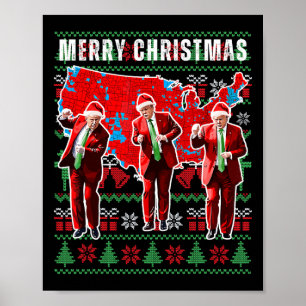 Poster Mapa eleitoral de Trump Papais noeis de Natal Feli