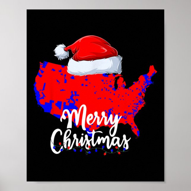 Poster Mapa eleitoral de Trump Papais noeis de Natal Feli (Frente)