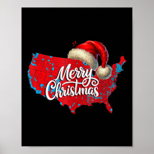 Poster Mapa eleitoral de Trump Papais noeis de Natal Feli