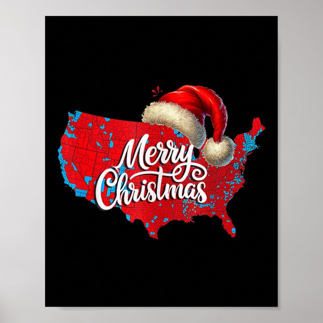 Poster Mapa eleitoral de Trump Papais noeis de Natal Feli (Frente)