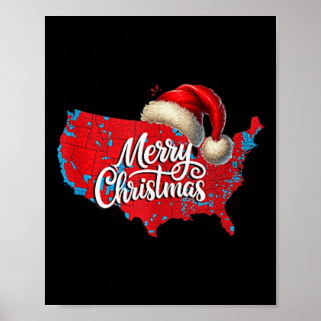 Poster Mapa eleitoral de Trump Papais noeis de Natal Feli (Frente)
