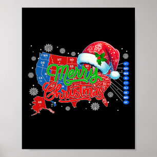 Poster Mapa eleitoral de Trump Papais noeis de Natal Feli