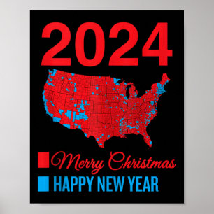 Poster Mapa eleitoral exato Feliz Natal Novo Ye feliz