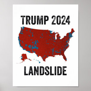 Poster Mapa Eleitoral Trump Landslide 2024 Funny Pro Trum