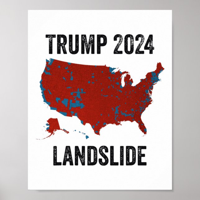Poster Mapa Eleitoral Trump Landslide 2024 Funny Pro Trum (Frente)