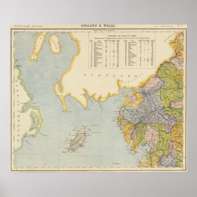 Pôster Mapa em d'água para Inglaterra, País de Gales 1 (Frente)