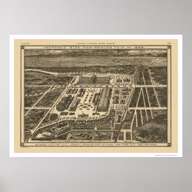 Pôster Mapa Equitativo Mundial de Manhattan Nova Iorque 1 (Frente)