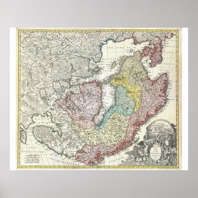 Pôster Mapa Escandinávia Finlândia Dinamarca (Frente)