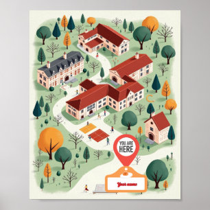 Poster Mapa Escolar Personalizado com "Você Está Aqui"