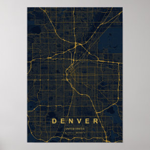 Poster Mapa Estilizado de Denver Colorado Impresso