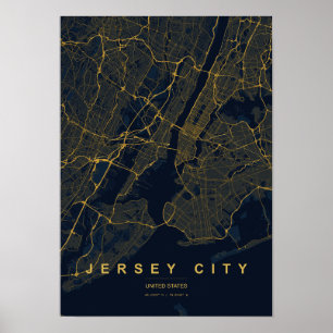 Poster Mapa Estilizado de Jersey City Nova Jersey Impress