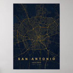 Poster Mapa Estilizado de San Antonio Texas