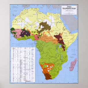 PÔSTER MAPA ETNOLINGUÍSTICO AFRICA CIA