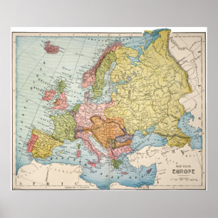 PÔSTER MAPA: EUROPA, 1885