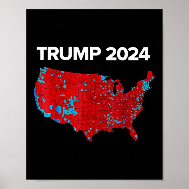 Poster Mapa Exato Dos Resultados Eleitorais De 2024 Trump (Frente)