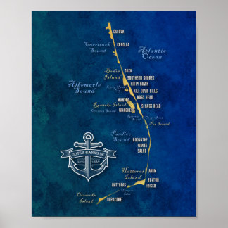 Poster Mapa externo náutico de bancos
