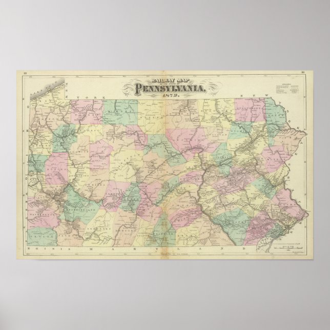 Poster Mapa ferroviário da Penn (Frente)