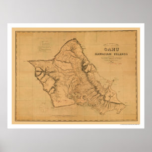 Pôster Mapa Ferroviário de Oahu Hawaii 1881