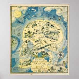 Poster Mapa Ficcional Vintage da Ilha do Prazer