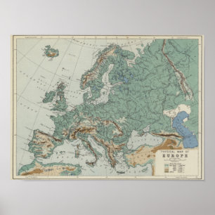 Poster Mapa físico da Europa
