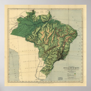 Pôster Mapa físico do Brasil (1886)