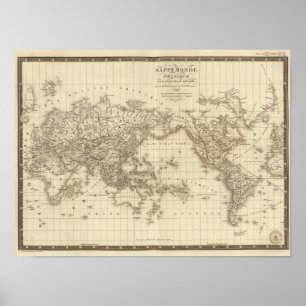 Poster Mapa físico do mundo