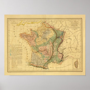 Poster Mapa físico-mineralógico da França