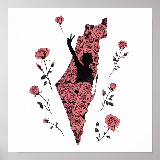Poster mapa floral palestino (Frente)