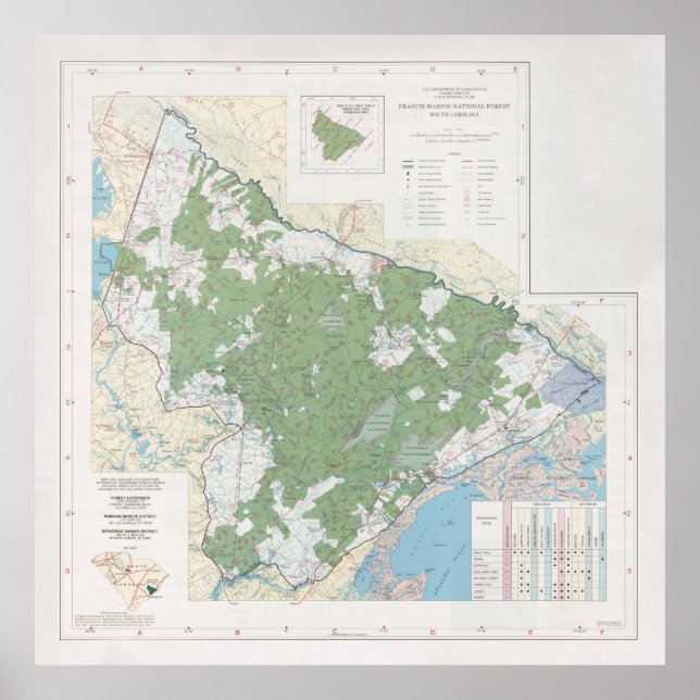 Poster Mapa Florestal Nacional de Francis Marion (1981) (Frente)
