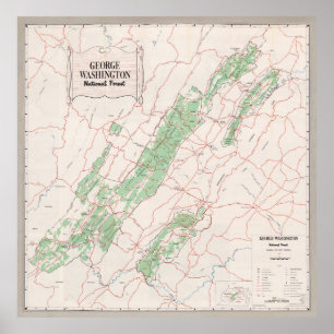 Poster Mapa Florestal Nacional de George Washington (1964