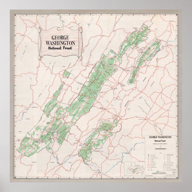 Poster Mapa Florestal Nacional de George Washington (1964 (Frente)