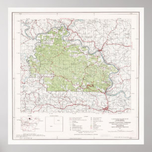 Poster Mapa Florestal Nacional de Ozark (1972) Arkansas W