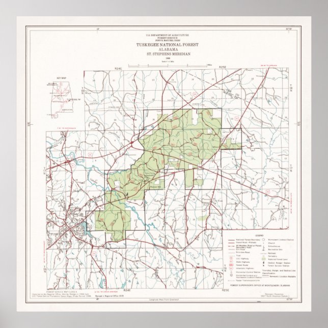 Poster Mapa Florestal Nacional de Tuskegee (1972) (Frente)