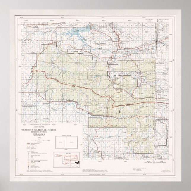Poster Mapa Florestal Nacional Ouachita (1970) (Frente)