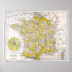 PÔSTER MAPA: FRANCE
