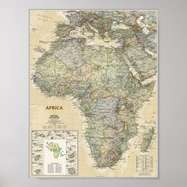 Poster - Mapa Geográfico Nacional da África (Frente)