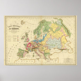 Pôster Mapa Geological de Europa