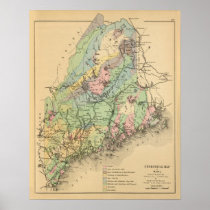 Pôster Mapa Geological de Maine