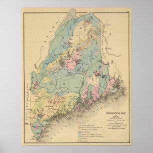 Pôster Mapa Geological de Maine