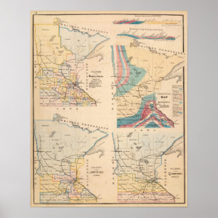 Pôster Mapa Geological de Minnesota por NH Winchell
