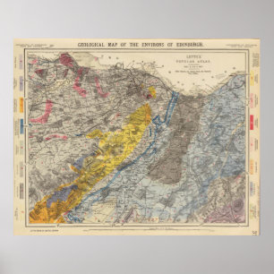 Poster Mapa Geological do vintage de Edimburgo Scotland