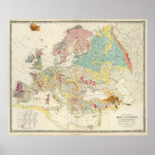 Pôster Mapa Geological Europa