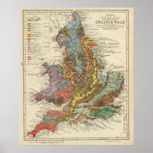 Pôster Mapa Geological Inglaterra, Wales