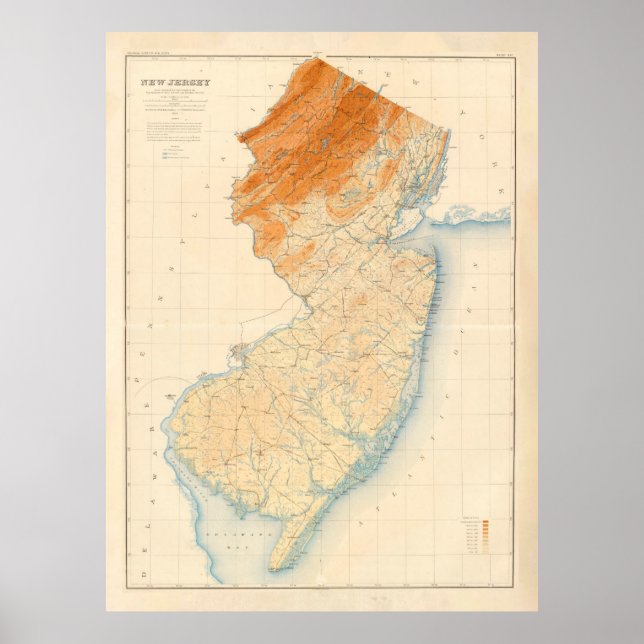 Poster Mapa Geológico de Nova Jersey (1888) (Frente)