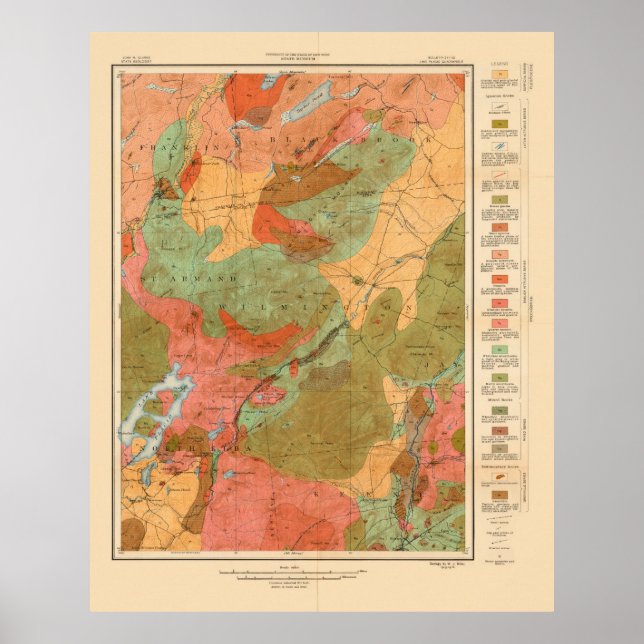 Poster Mapa geológico do lago Plácido Quadrangle - 1914 (Frente)