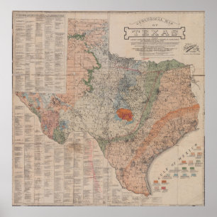 Poster Mapa Geológico do Texas (1920)