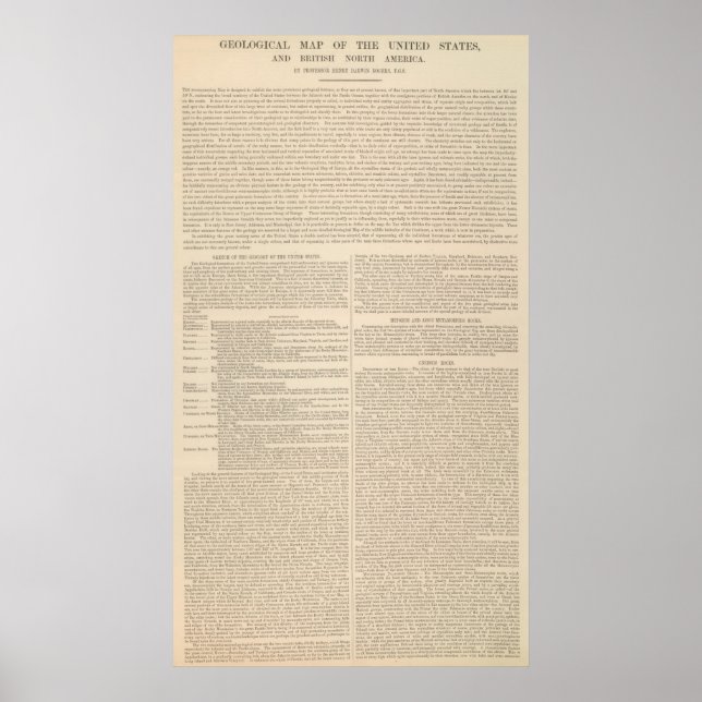 Pôster Mapa Geológico dos Estados Unidos 2 (Frente)